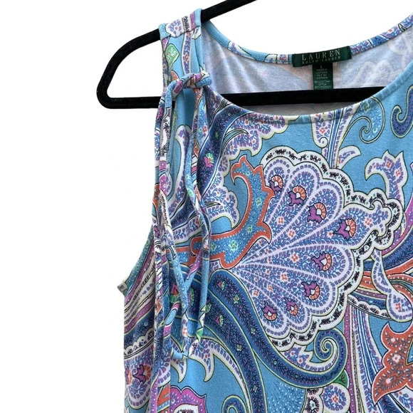 Lauren Ralph lauren blue paisley pattern sleeveless midi dress Size‎ Large - Picture 6 of 7